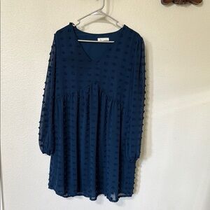 Navy Blue Textured Dress